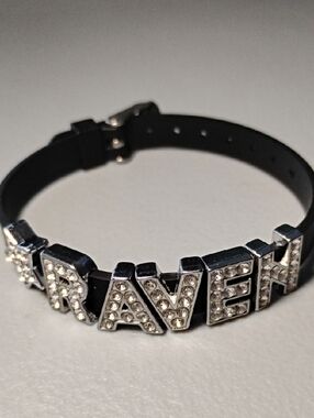Raven SC Basketball Player Crystal Letter Name Bracelet - Black